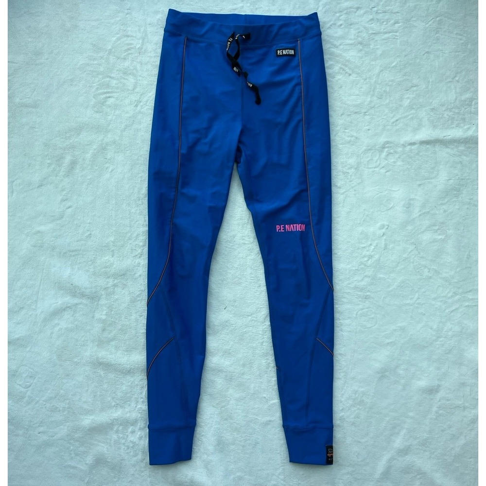 P.E. Nation Womens Drawstring Waist Mid-Rise‎ Activewear Leggings Blue Size M